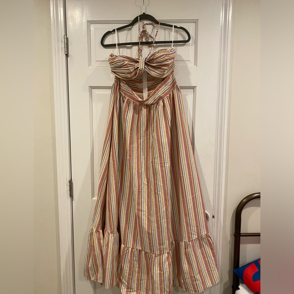 NWOT SHEIN halter cut out striped dress size Large